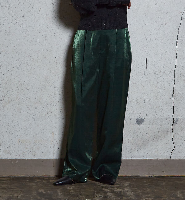 NOMINE「サテンパンツ」|スラックス|ダークグリーン
