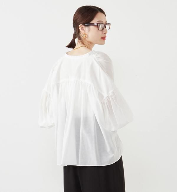 SOFFITTO「《定番》コットンシルクボリュームスリーブブラウス」|シャツ・ブラウス|