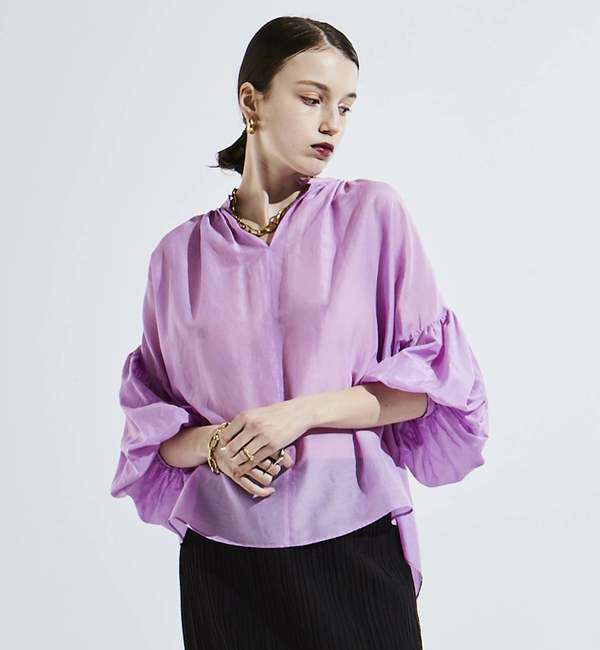 SOFFITTO「《定番》コットンシルクボリュームスリーブブラウス」|シャツ・ブラウス|ラベンダー