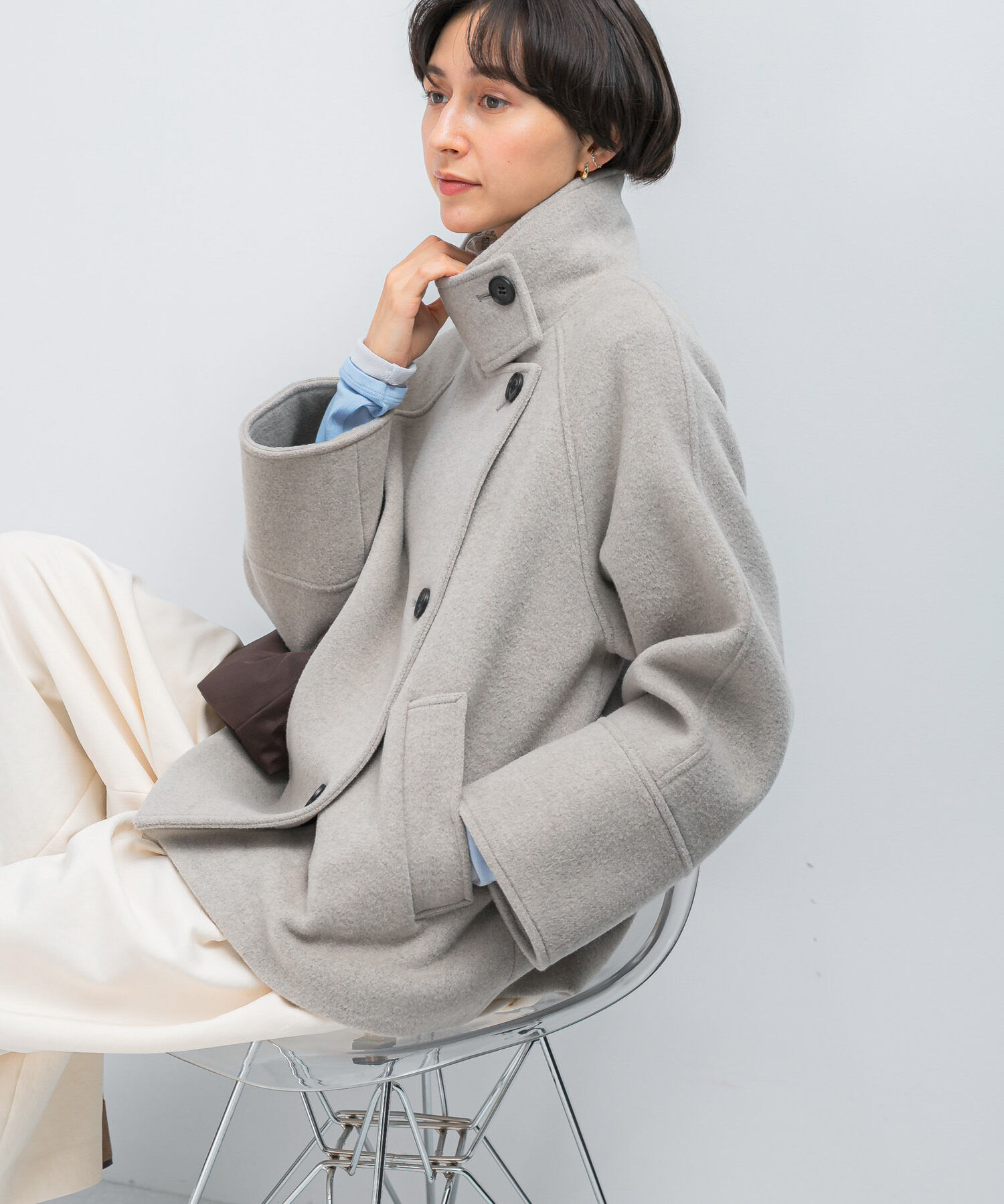 URBAN RESEARCH ROSSO「スーパー140シャルム2WAYカラーコート」|ノーカラーコート|