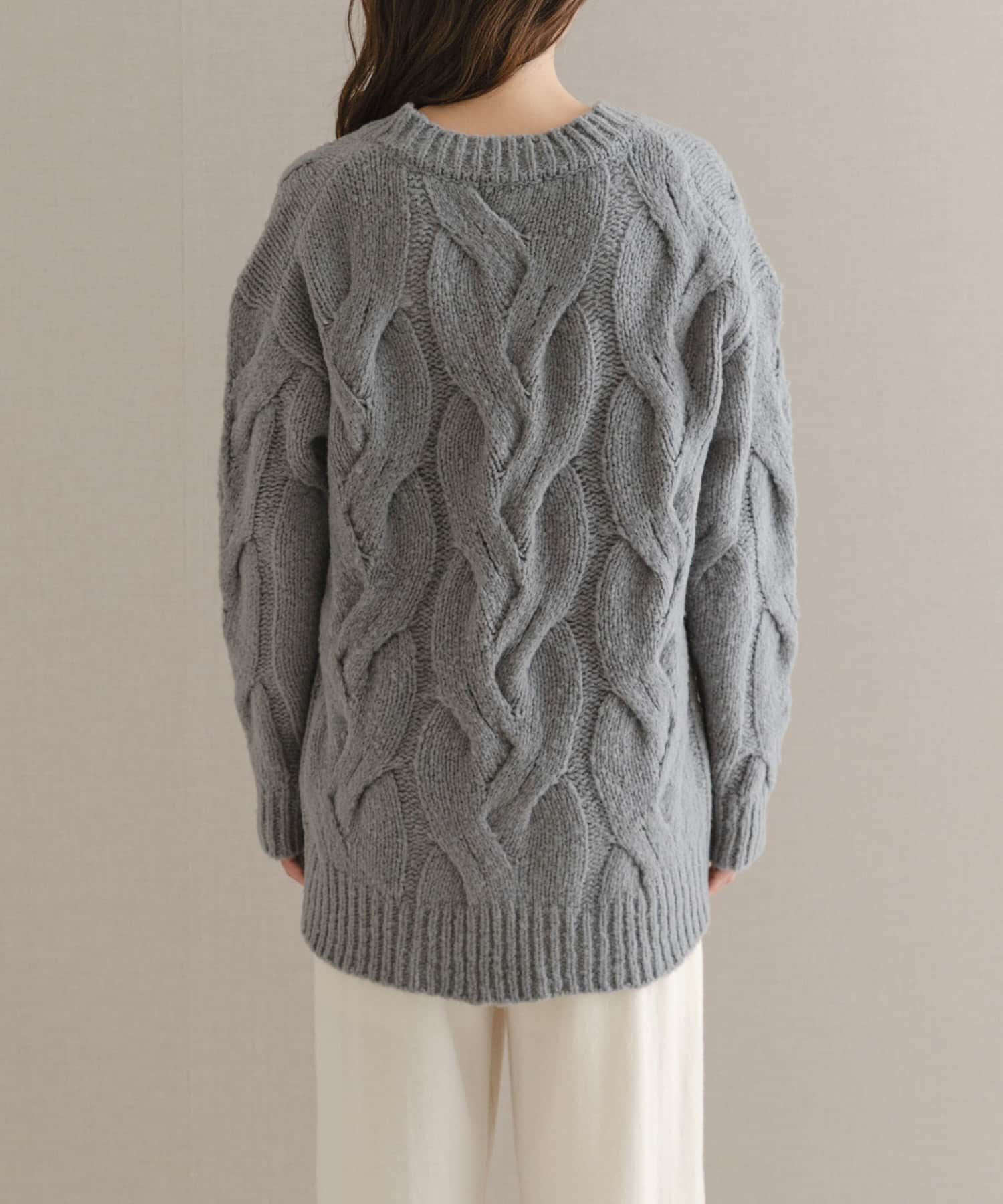 URBAN RESEARCH ROSSO「ウールカシミヤケーブル編オーバーニット」|ニット・セーター|