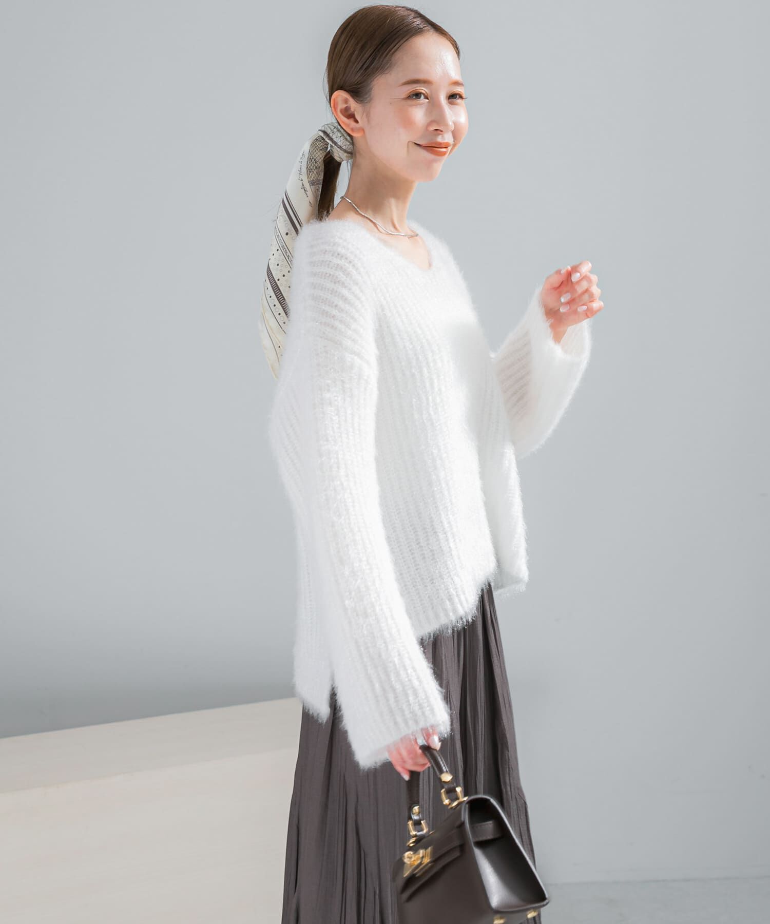 URBAN RESEARCH ROSSO「シャギーVネックニット」|ニット・セーター|ホワイト