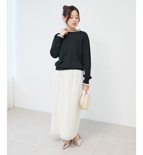  「フラワー刺繍レーススカート」|スカート|