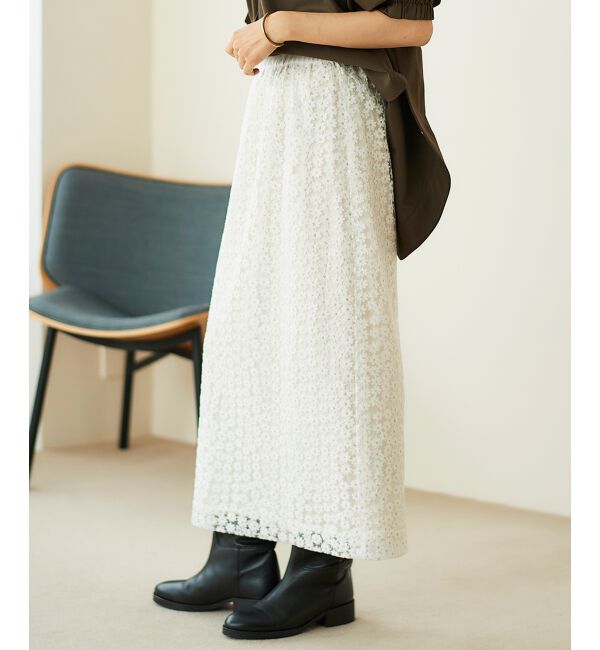  「フラワー刺繍レーススカート」|スカート|