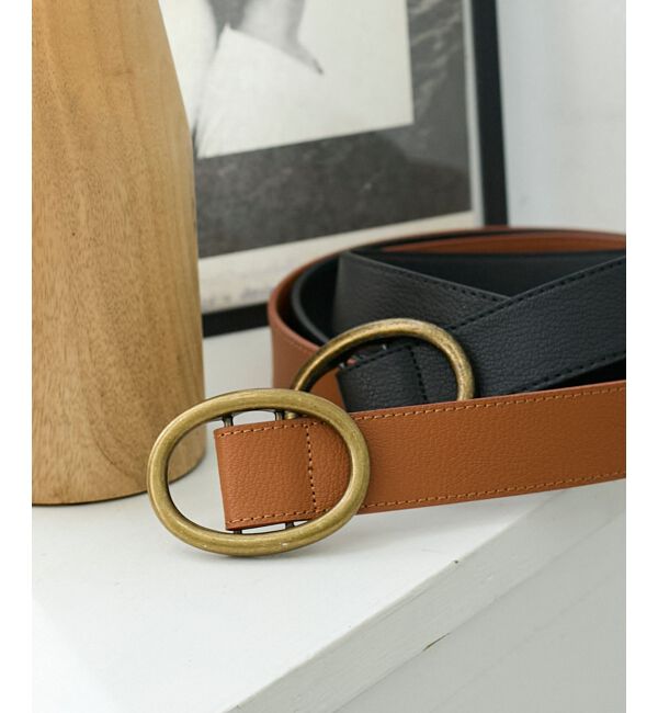  「《WEB限定アイテム》オーバルバックルベルト」|ベルト|キャメル