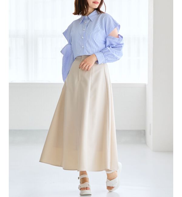 MAJESTICLEGON「パールボタン肩あきショートシャツ」|シャツ・ブラウス|