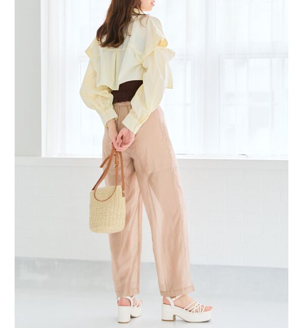 MAJESTICLEGON「パールボタン肩あきショートシャツ」|シャツ・ブラウス|