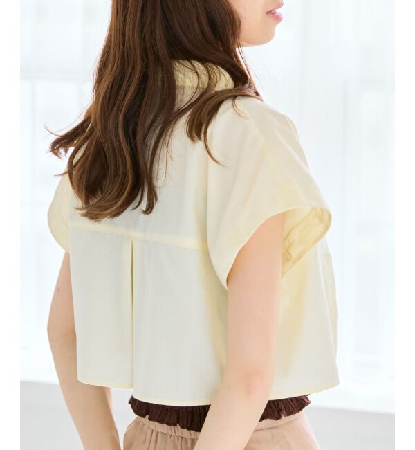 MAJESTICLEGON「パールボタン肩あきショートシャツ」|シャツ・ブラウス|