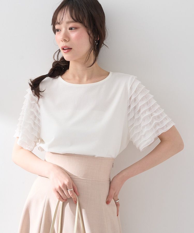 earth music&ecology「フリルスリーブカットソー」|Tシャツ・カットソー|Ivory