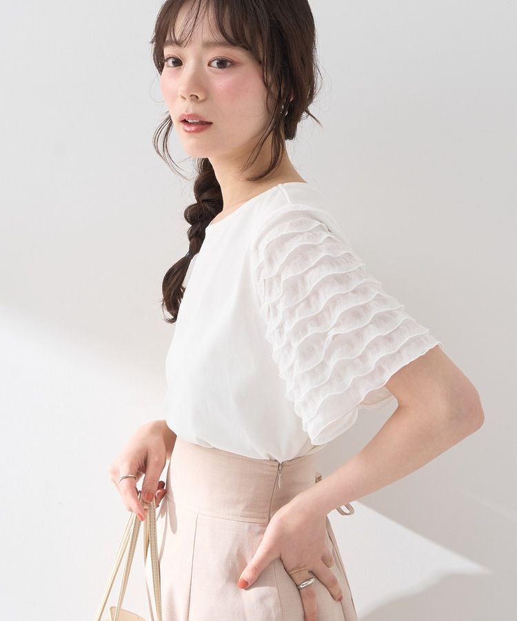 earth music&ecology「フリルスリーブカットソー」|Tシャツ・カットソー|