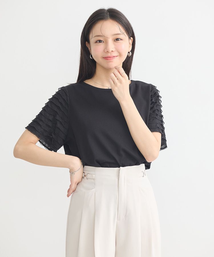 earth music&ecology「フリルスリーブカットソー」|Tシャツ・カットソー|