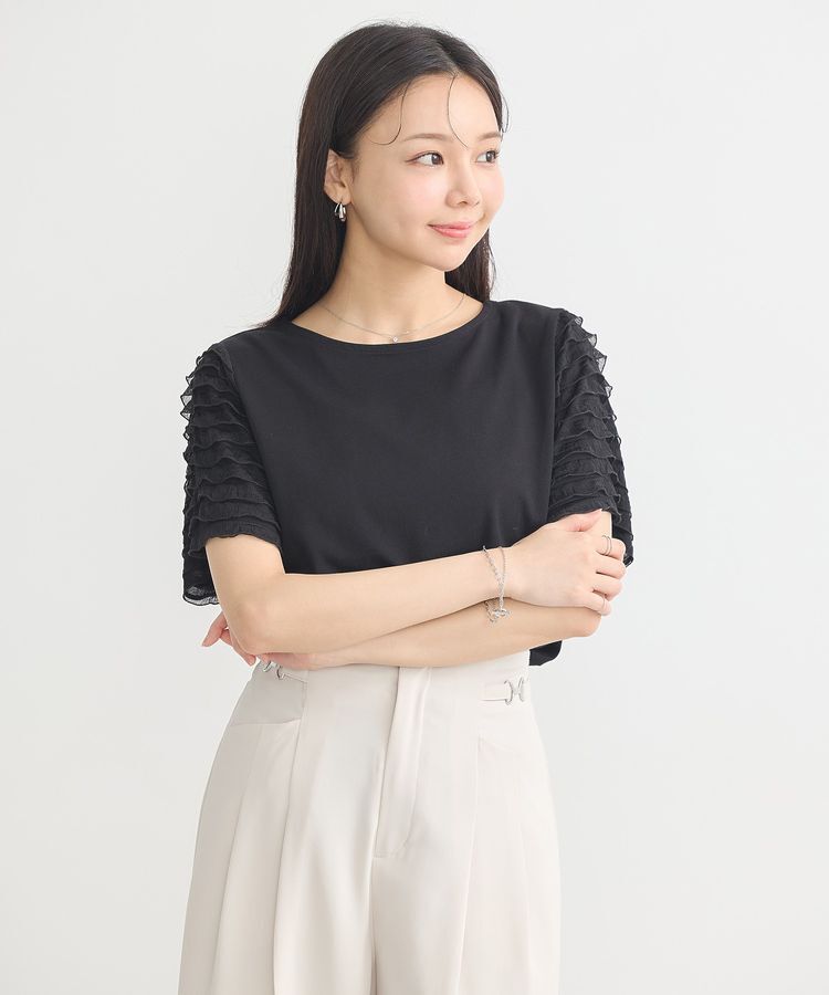 earth music&ecology「フリルスリーブカットソー」|Tシャツ・カットソー|