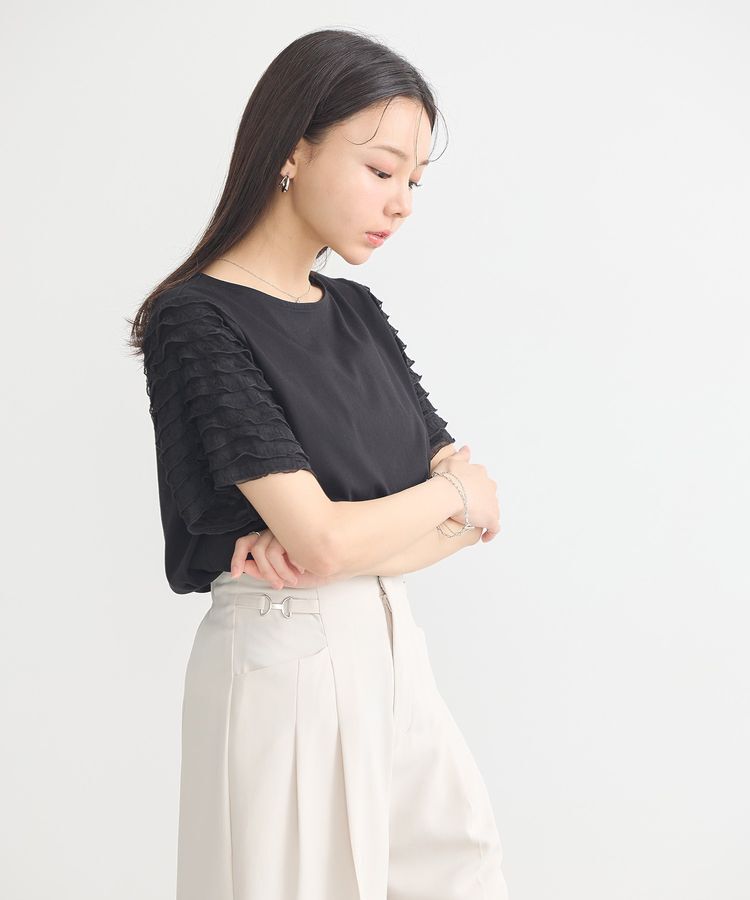 earth music&ecology「フリルスリーブカットソー」|Tシャツ・カットソー|