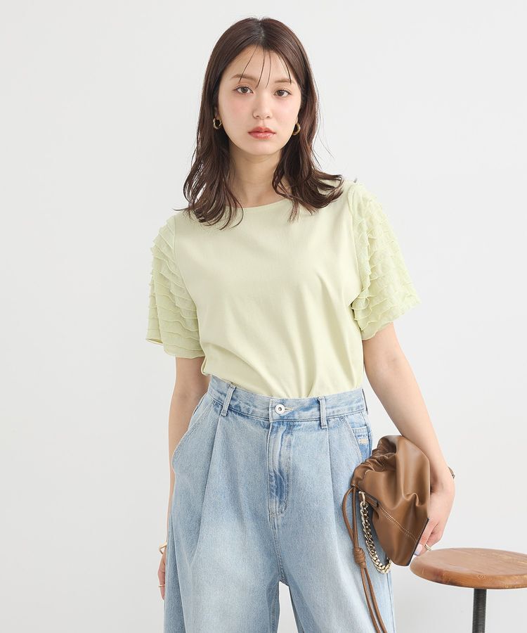 earth music&ecology「フリルスリーブカットソー」|Tシャツ・カットソー|