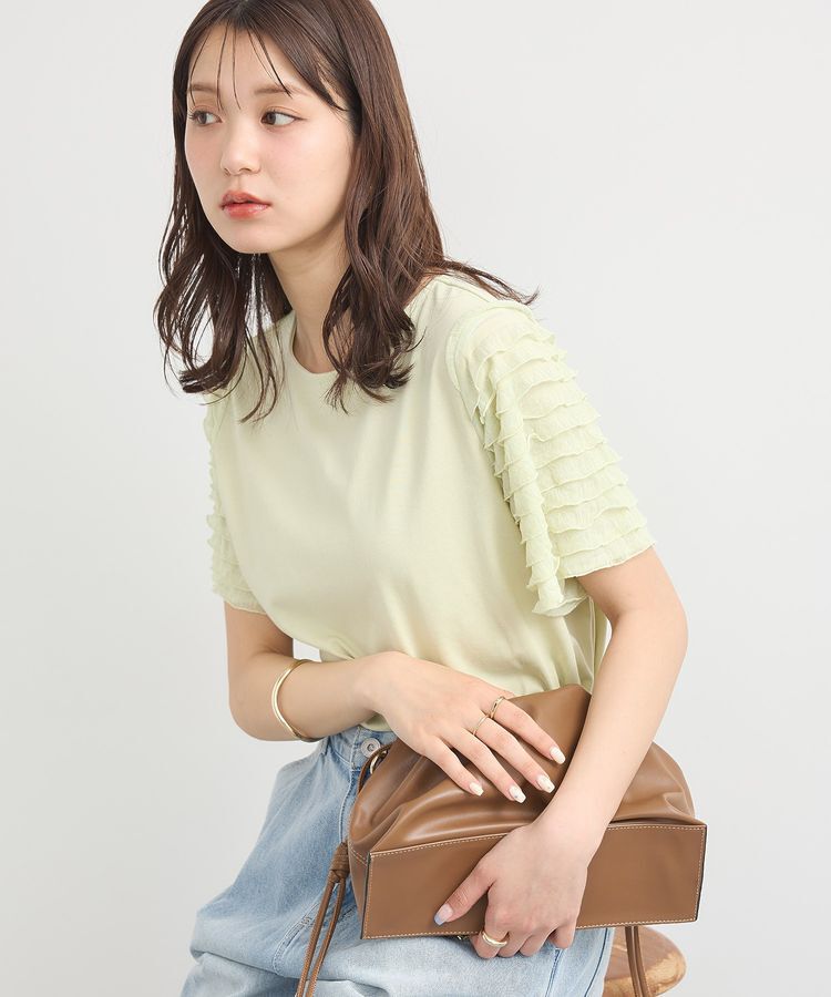 earth music&ecology「フリルスリーブカットソー」|Tシャツ・カットソー|