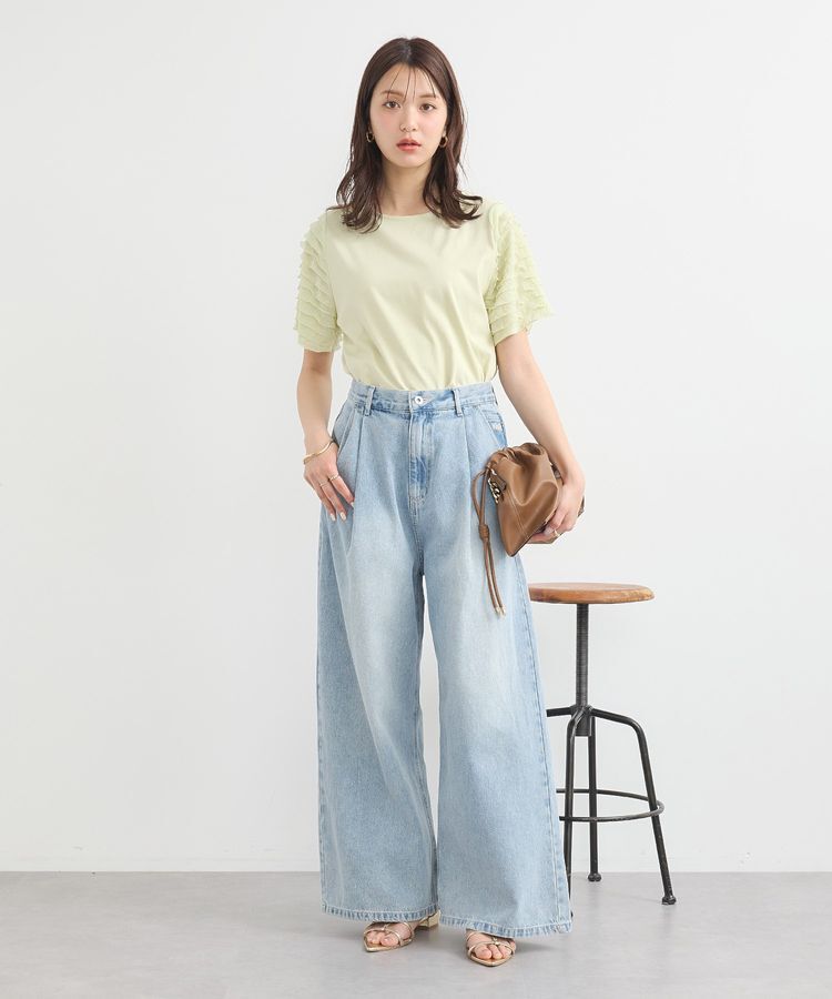 earth music&ecology「フリルスリーブカットソー」|Tシャツ・カットソー|