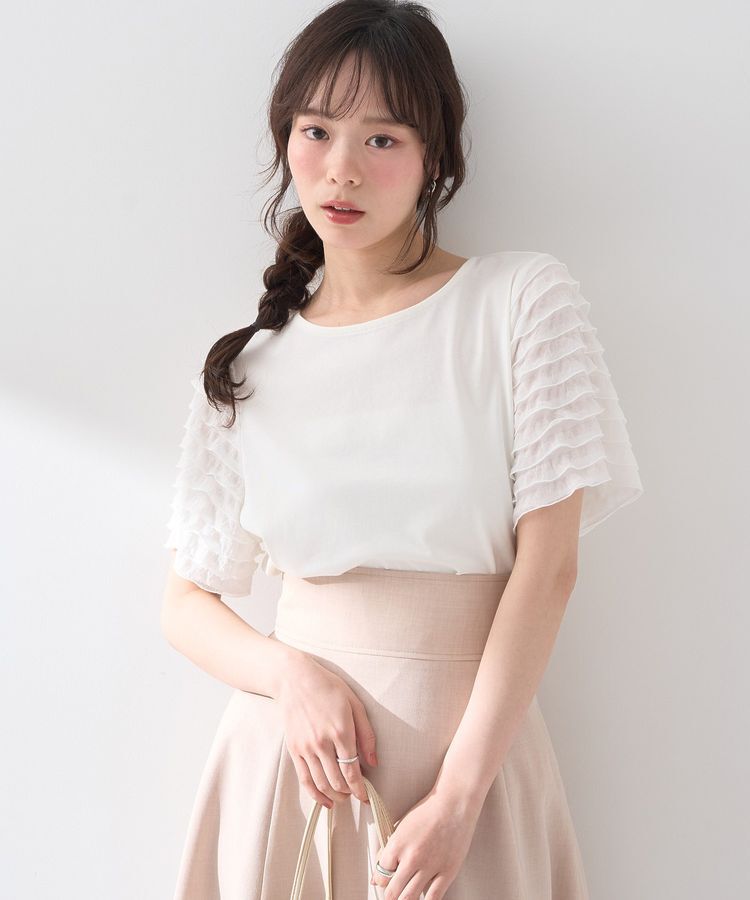 earth music&ecology「フリルスリーブカットソー」|Tシャツ・カットソー|