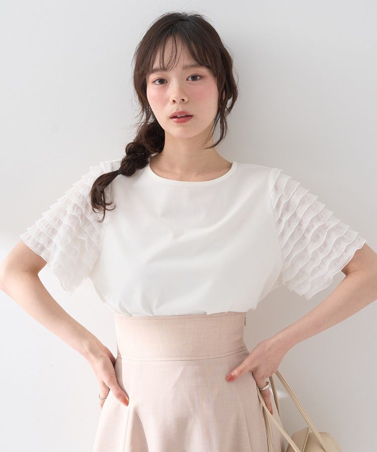 earth music&ecology「フリルスリーブカットソー」|Tシャツ・カットソー|