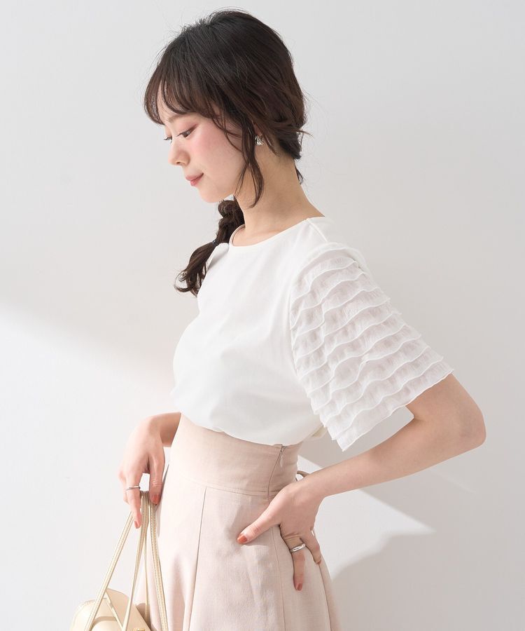 earth music&ecology「フリルスリーブカットソー」|Tシャツ・カットソー|