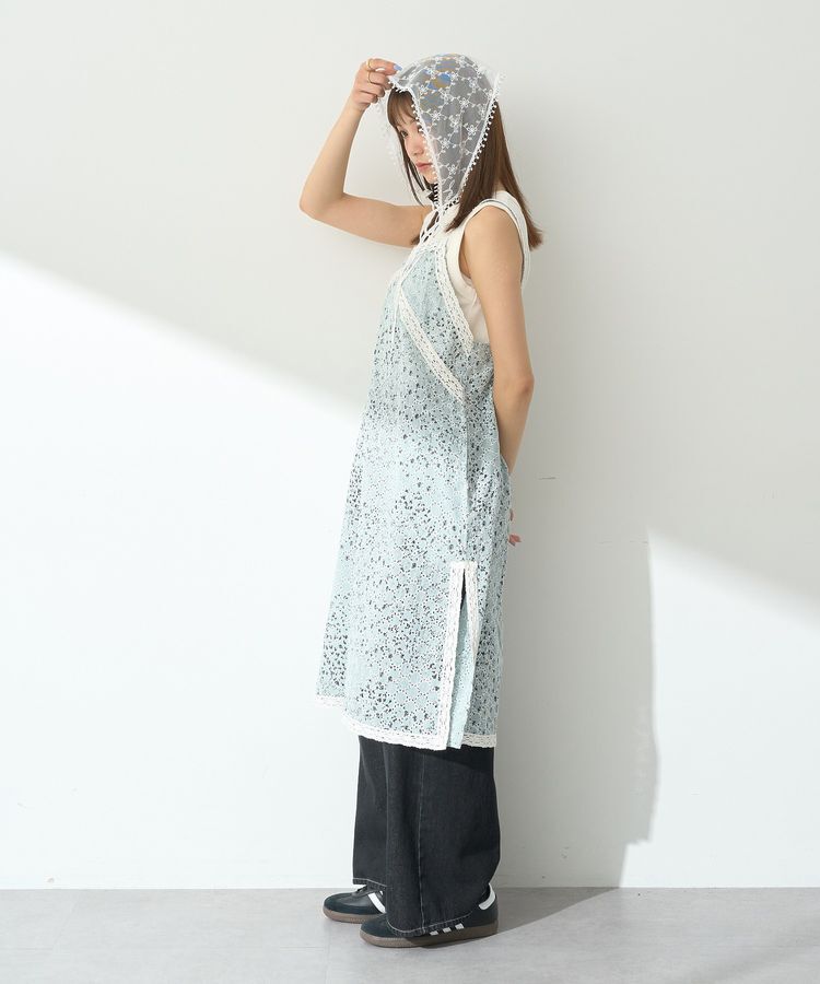 earth music&ecology「花柄プリントボーラー刺繍ミニキャミドレス」|ワンピース|