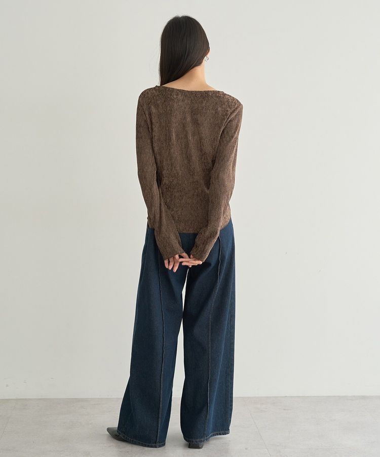 earth music&ecology「プリーツベロア風ギャザープルオーバー」|Tシャツ・カットソー|