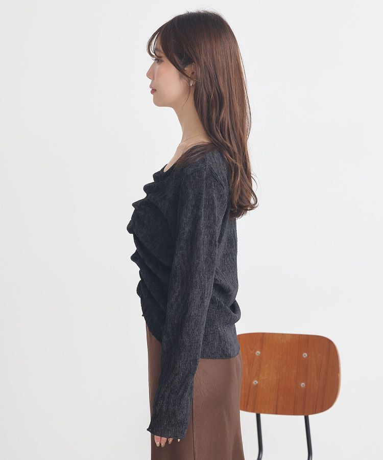 earth music&ecology「プリーツベロア風ギャザープルオーバー」|Tシャツ・カットソー|