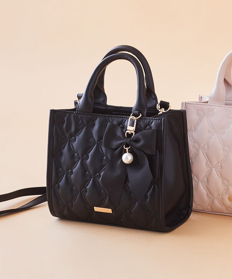 Maison de FLEUR「あこがれのリボンキルティング2wayトートバッグ」|トートバッグ|ブラック