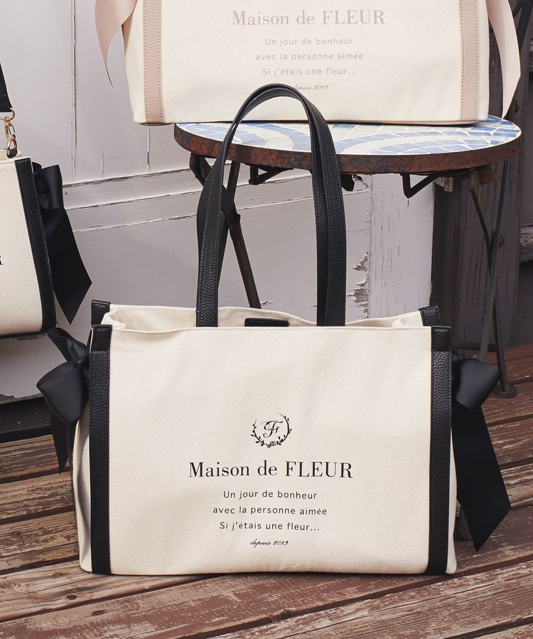 Maison de FLEUR「キャンバススクエアトートバッグ」|トートバッグ|ブラック