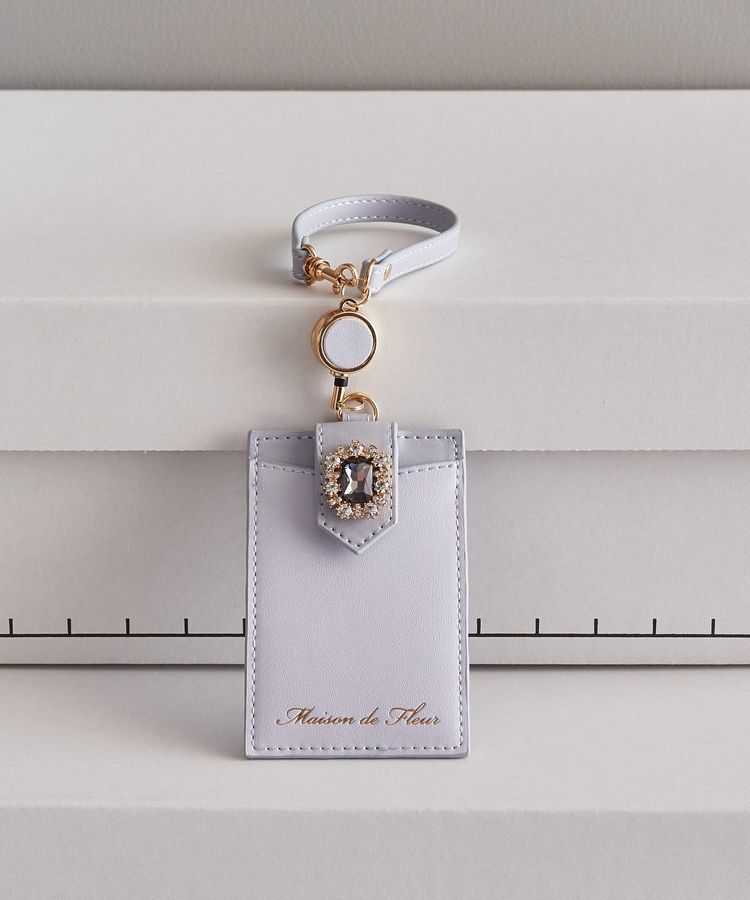 Maison de FLEUR「バイカラービジューリールパスケース」|その他|グレイッシュブルー