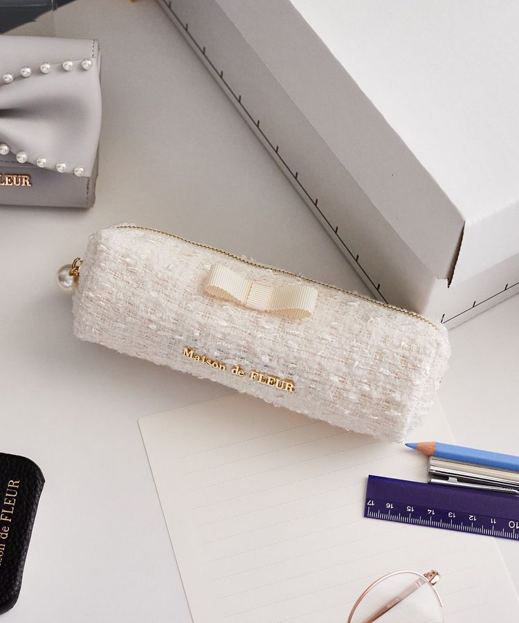 Maison de FLEUR「ツイードグログランリボンロングポーチ」|ポーチ|