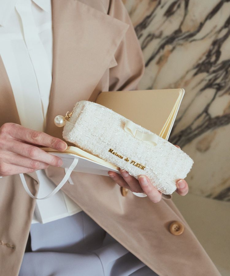 Maison de FLEUR「ツイードグログランリボンロングポーチ」|ポーチ|