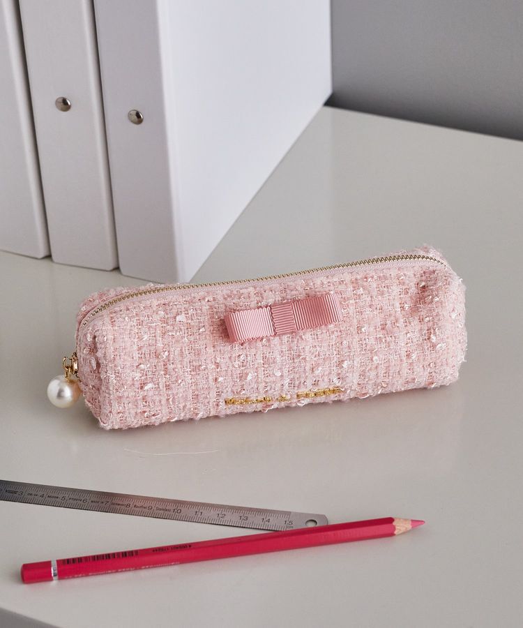 Maison de FLEUR「ツイードグログランリボンロングポーチ」|ポーチ|ライトピンク