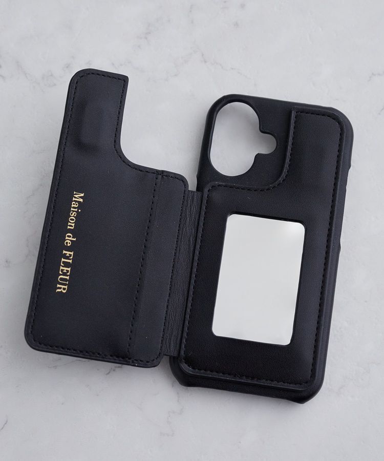 Maison de FLEUR「カードポケットミラー付きアイフォン16ケース」|モバイルケース|