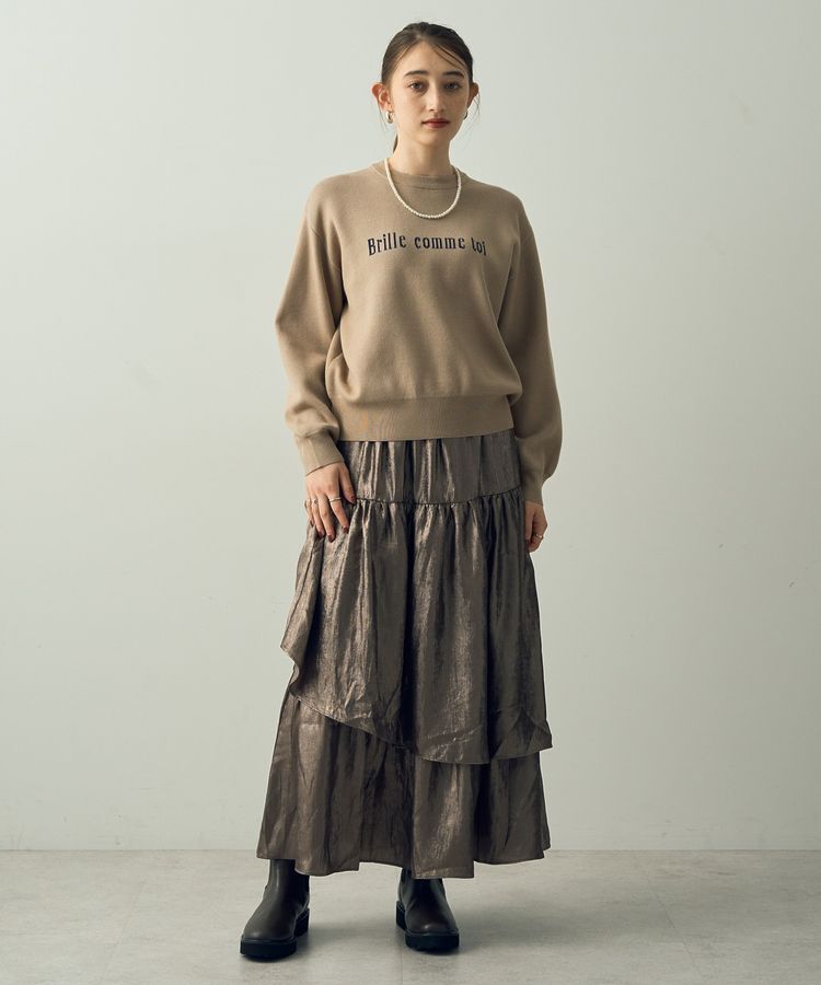 YECCA VECCA「ラメティアードギャザースカート」|フレア|