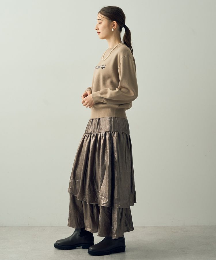 YECCA VECCA「ラメティアードギャザースカート」|フレア|