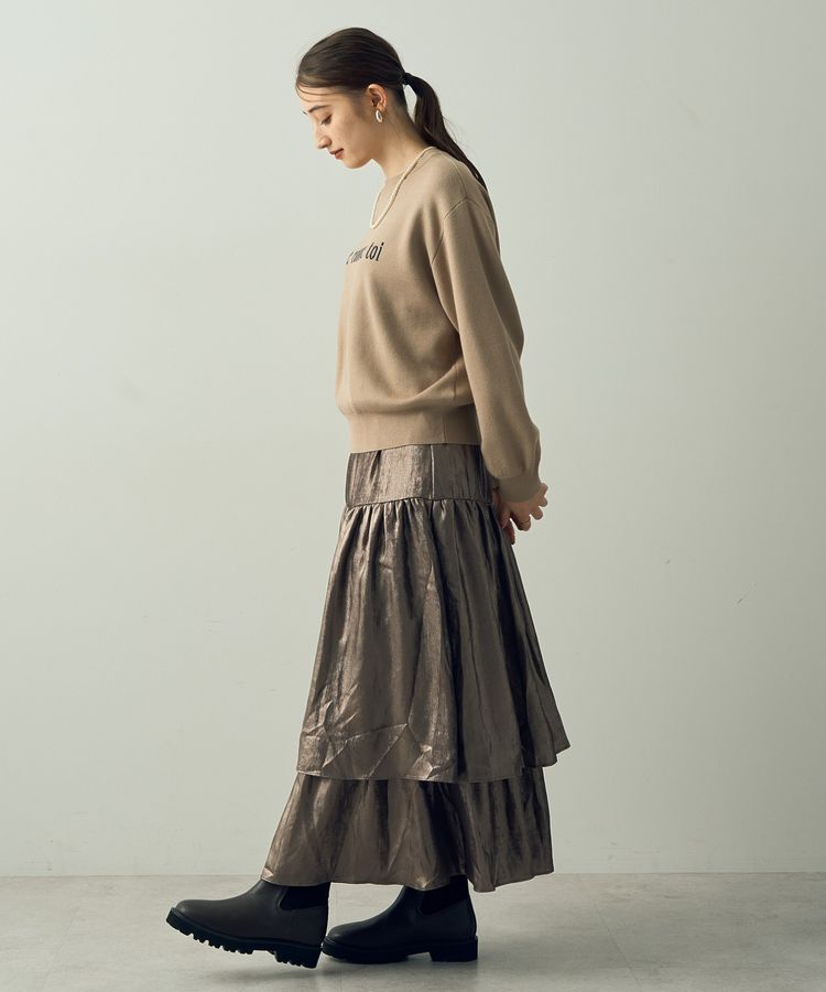 YECCA VECCA「ラメティアードギャザースカート」|フレア|