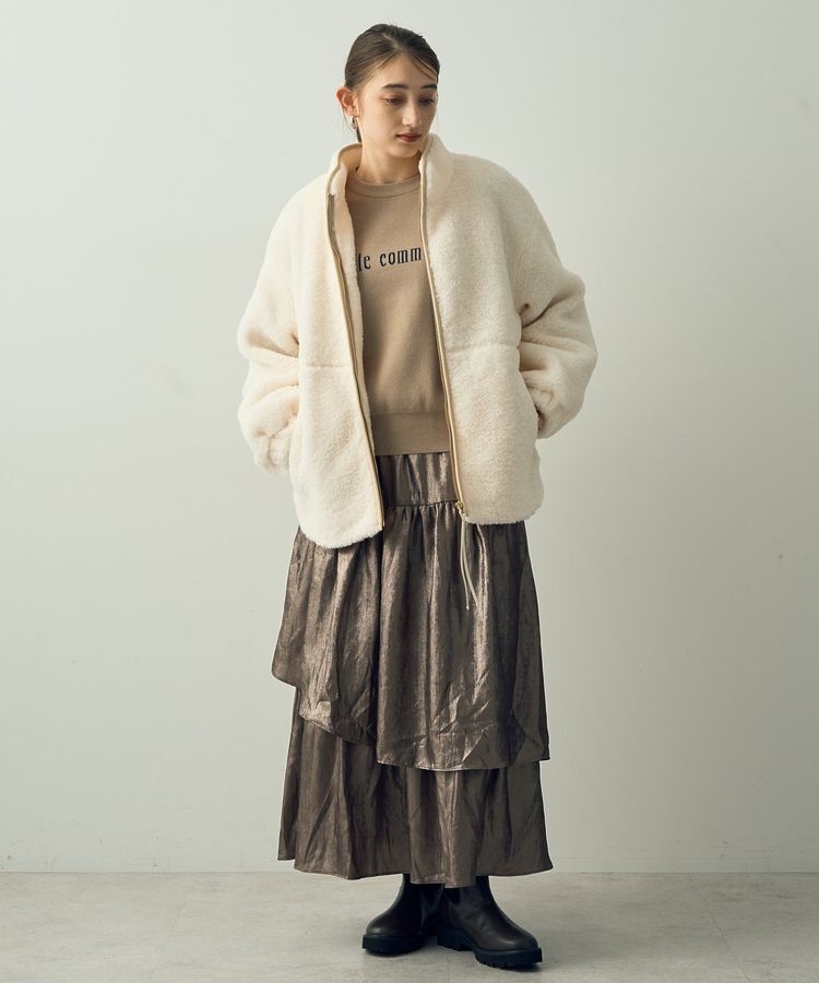 YECCA VECCA「ラメティアードギャザースカート」|フレア|