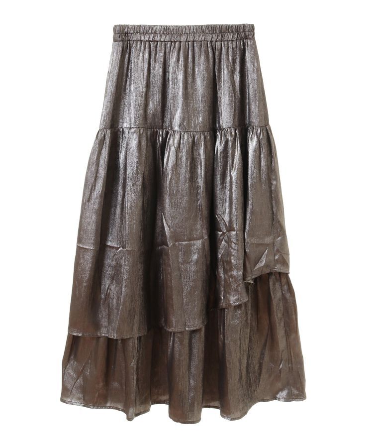 YECCA VECCA「ラメティアードギャザースカート」|フレア|