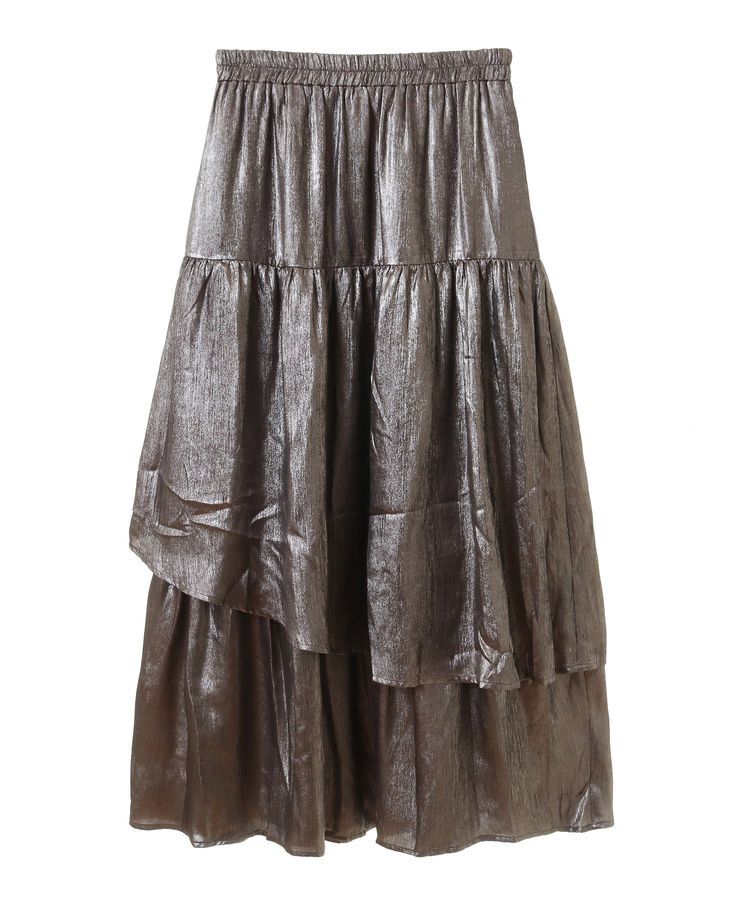 YECCA VECCA「ラメティアードギャザースカート」|フレア|