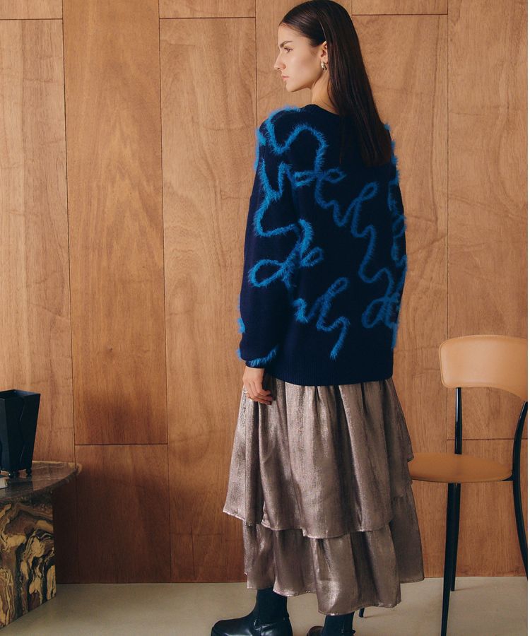 YECCA VECCA「ラメティアードギャザースカート」|フレア|