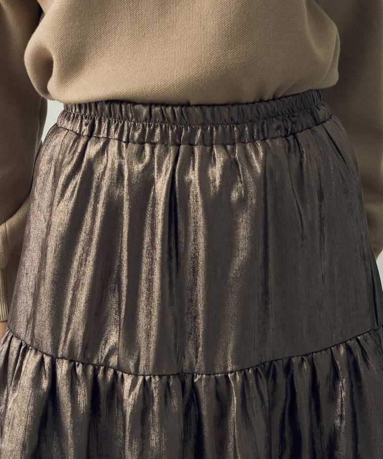 YECCA VECCA「ラメティアードギャザースカート」|フレア|