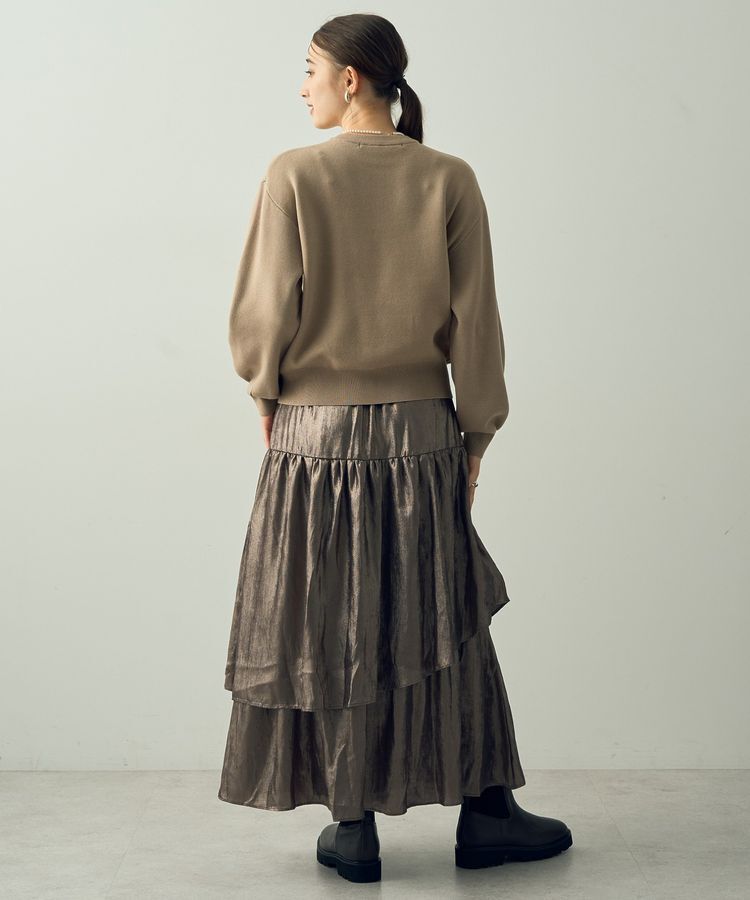 YECCA VECCA「ラメティアードギャザースカート」|フレア|