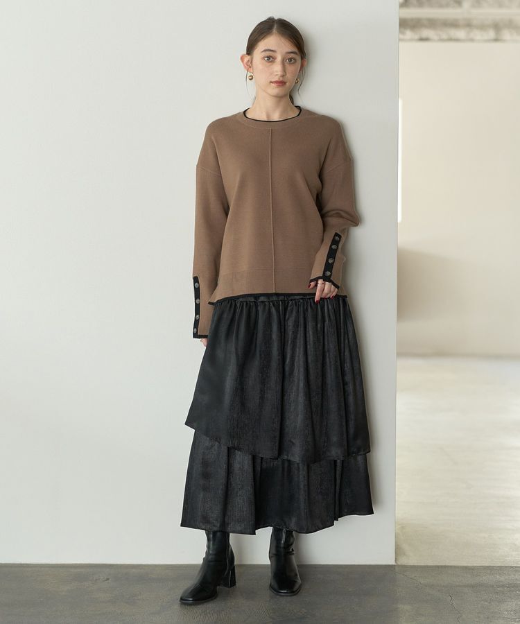 YECCA VECCA「ラメティアードギャザースカート」|フレア|