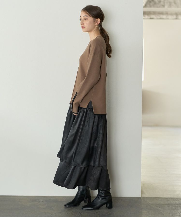 YECCA VECCA「ラメティアードギャザースカート」|フレア|