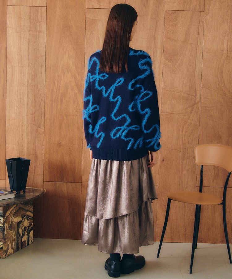 YECCA VECCA「ラメティアードギャザースカート」|フレア|