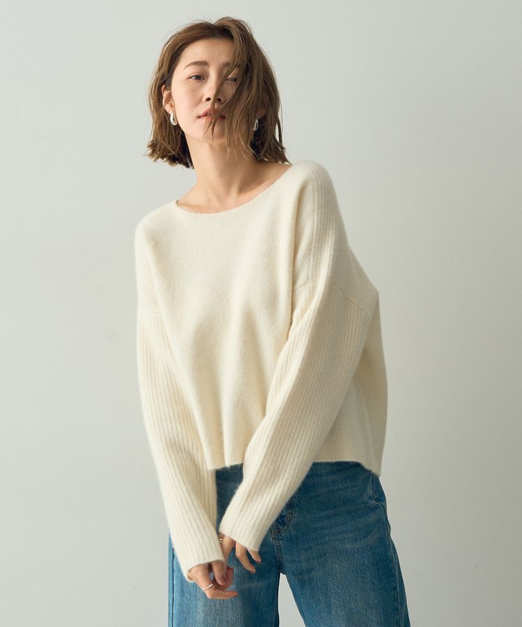 YECCA VECCA「ラクーン混ドルマンニット」|ニット・セーター|Ivory
