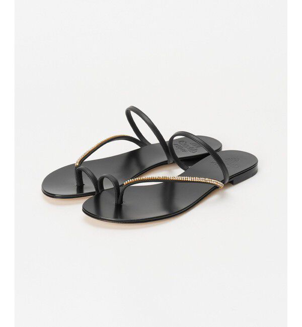 allureville「【il Sandalo of Capri(イルサンダロオブカプリ)】ラインビジューサムトング」|サンダル|ブラック