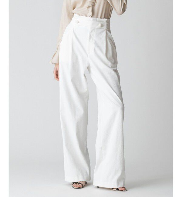 allureville「シェルタリングボタンベルトパンツ」|チノ|ホワイト