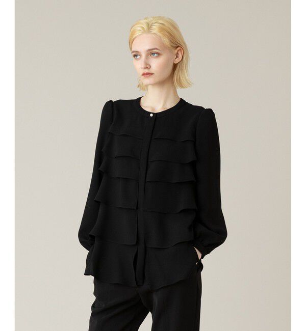 LOULOU WILLOUGHBY「【LOULOU WILLOUGHBY】ティアードフレアブラウス」|シャツ・ブラウス|ブラック