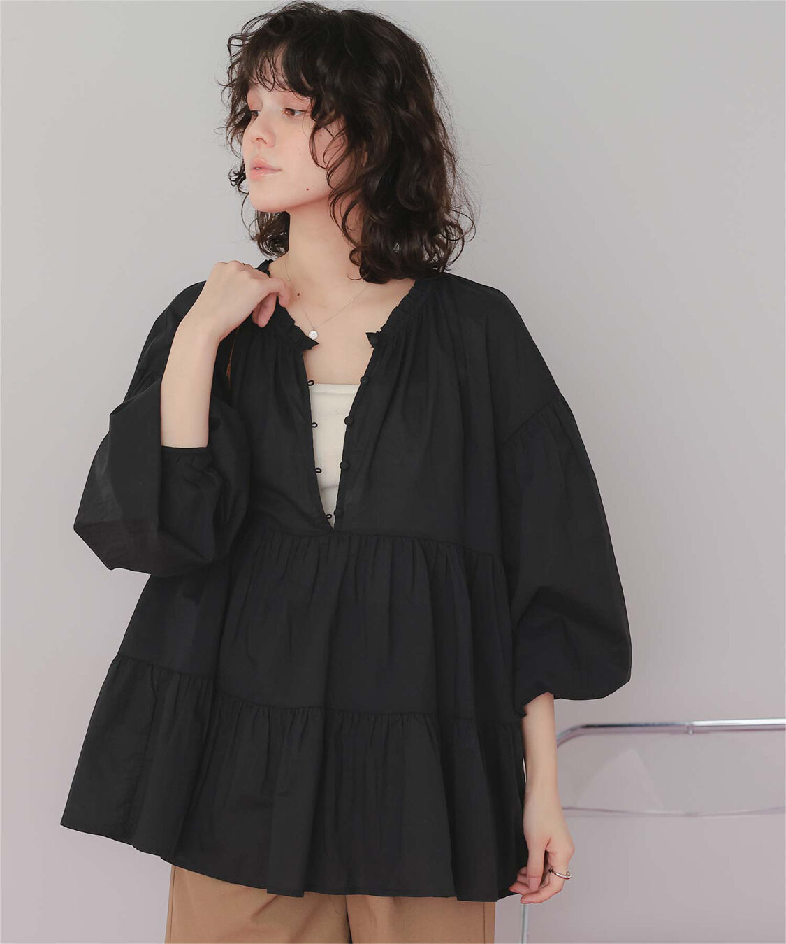 titivate「コットンボイルティアードチュニック/トップス」|シャツ・ブラウス|